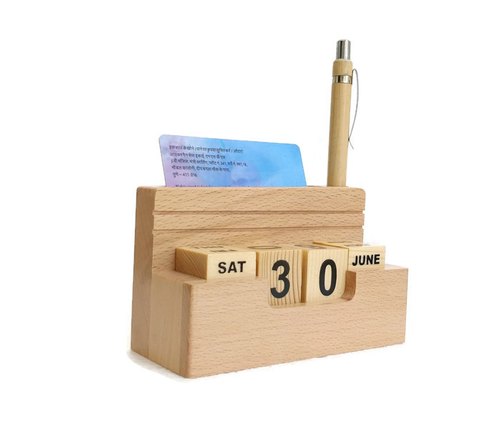 Wooden Pen Stand with Calendar